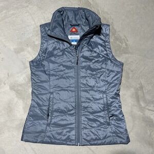 Columbia Women's Vest SZ Medium Sky Blue Full Zip Omni heat Foil Lined Puffer